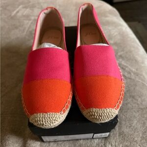 J. Crew Pink and Orange Espadrilles in Canvas w Toe Cap